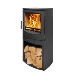 Mazona Eco Crewe 5kW Stove, Multifuel, Woodburning, Log Store, Freestanding, Eco Design Approved, Defra Approved(Mazona Eco Crewe 5kw Log Store Multifuel Woodburning Stove) -Gr8fires CallanLSANgle3