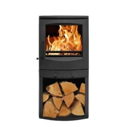 Mazona Eco Crewe 5kW Stove, Multifuel, Woodburning, Log Store, Freestanding, Eco Design Approved, Defra Approved(Mazona Eco Crewe 5kw Log Store Multifuel Woodburning Stove) -Gr8fires CallanLSAngle1