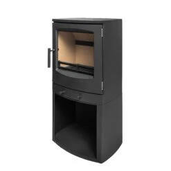 Mazona Eco Crewe 5kW Stove, Multifuel, Woodburning, Log Store, Freestanding, Eco Design Approved, Defra Approved(Mazona Eco Crewe 5kw Log Store Multifuel Woodburning Stove) -Gr8fires CallanLSAngle10