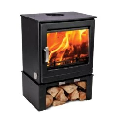 Mazona Ripley 8kW Multifuel Woodburning Stove, With Log Store, Freestanding, Eco Design Approved, Defra Approved(Copy Of Mazona Ripley Eco 5kw Stove With Log Store) -Gr8fires Glencara8 Angled 7b65b25b 92b2 45c3 a50c 897386e8b8b1