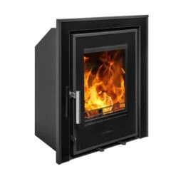 Mazona Clovelly 400 5kW 3 Sided Glass Trim Stove, Multifuel, Woodburning, Cassette, Inset, Eco Design Approved, Defra Approved(Mazona Clovelly 400 Cassette Stove) -Gr8fires Kinsale400Angle2