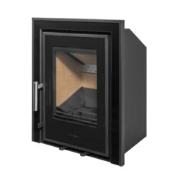 Mazona Clovelly 400 5kW 3 Sided Glass Trim Stove, Multifuel, Woodburning, Cassette, Inset, Eco Design Approved, Defra Approved(Mazona Clovelly 400 Cassette Stove) -Gr8fires Kinsale400Angle6