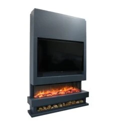 Ezee Glow Celestial 60" Electric Fire Self Build Media Wall Kit(Ezee Glow Celestial 60 Electric Fire Self Build Media Wall Kit) -Gr8fires Medi Wall Painted Angle 2