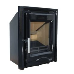 Mazona Dedham 5kW Stove Enamel Black, Multifuel, Woodburning, Inset, Eco Design Approved, Defra Approved(Mazona Dedham 5kw Stove Enamel Black Multifuel Woodburning Inset Eco Design Approved Defra Approved) -Gr8fires Portland5EnamelBlackAngle3
