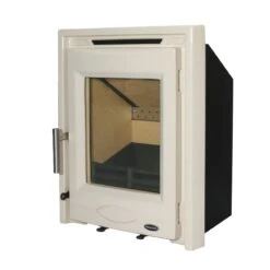 Mazona Dedham 5kW Stove Enamel Cream, Multifuel, Woodburning, Inset, Eco Design Approved, Defra Approved(Mazona Dedham 5kw Stove Enamel Cream Multifuel Woodburning Inset Eco Design Approved Defra Approved) -Gr8fires Portland5EnamelCreamAngle2