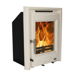 Mazona Dedham 5kW Stove Enamel Cream, Multifuel, Woodburning, Inset, Eco Design Approved, Defra Approved(Mazona Dedham 5kw Stove Enamel Cream Multifuel Woodburning Inset Eco Design Approved Defra Approved) -Gr8fires Portland5EnamelCreamAngle6