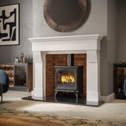 Mazona Albourne 8kW Multifuel Woodburning Stove, Freestanding, Eco Design Approved, Defra Approved(Mazona Albourne 8kw Multifuel Woodburning Stove Freestanding Eco Design Approved Defra Approved) -Gr8fires Shelbourne 8 Cabra Naples 60 Inch square
