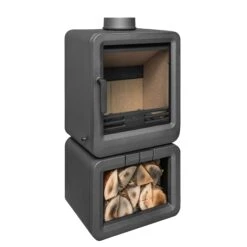 Mazona Heatwave Grey 5kW Multifuel Stove Log Store, Woodburning, Freestanding, Eco Design Approved, Defra Approved(Mazona Heatwave Grey 5kw Multifuel Stove Log Store Woodburning Freestanding Eco Design Approved Defra Approved) -Gr8fires Stove 28 Side