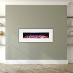 Ezee Glow Zara 50" White Wall Mounted Or Recessed / Built In Electric Fire(Ezee Glow Zara 50 White Wall Mounted Or Recessed Built In Electric Fire) -Gr8fires TheZaraWhite