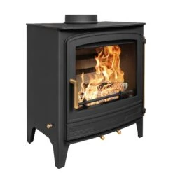 Mazona Warwick 10kW Multifuel Woodburning Stove, Freestanding, Eco Design Approved, Defra Approved(Mazona Warwick 10kw Multifuel Woodburning Stove Freestanding Eco Design Approved Defra Approved) -Gr8fires Wicklow10Anglewithflame
