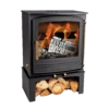 Mazona Warwick 8kW Multifuel Woodburning Stove, With Log Store, Freestanding, Eco Design Approved, Defra Approved(Mazona Warwick Eco 8kw Stove Log Store) -Gr8fires Wicklow8 Angled longhandle