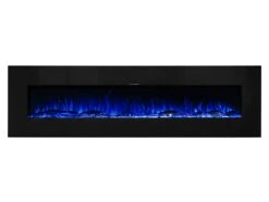 Ezee Glow XL Zara 72"Black Wall Mounted Or Recessed / Built In Electric Fire(Ezee Glow Zara Xl Black Wall Mounted Or Recessed Built In Electric Fire) -Gr8fires Zara XL Black Blue Flame Gloss