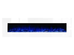 Ezee Glow XL Zara 72" White Wall Mounted Or Recessed / Built In Electric Fire(Ezee Glow Zara 72 Xl Black Wall Mounted Or Recessed Built In Electric Fire) -Gr8fires Zara XL White Blue Flame No BG