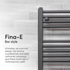 Ecostrad Fina-E Thermostatic Electric Towel Rail - Anthracite -Gr8fires anthracite