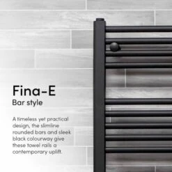 Ecostrad Fina-E Thermostatic Electric Towel Rails - Black -Gr8fires black fina