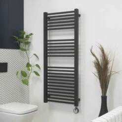 Ecostrad Cube Thermostatic Electric Towel Rail - Anthracite 15 Ecostrad Cube Thermostatic Electric Towel Rail - Anthracite -Gr8fires cube anthracite 500x1200 digital angle