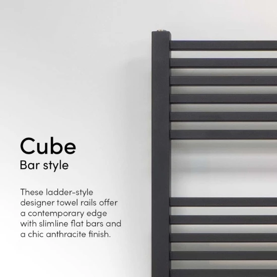 Ecostrad Cube Thermostatic Electric Towel Rail - Anthracite 5 Ecostrad Cube Thermostatic Electric Towel Rail - Anthracite - Image 3