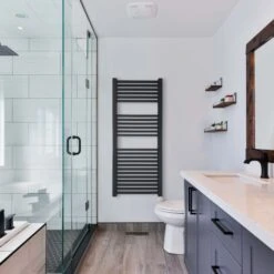 Ecostrad Cube Bluetooth Electric Towel Rail - Anthracite 600w (500 X 1200mm) -Gr8fires cube bluetooth anthracite 500x1200 lifestyle 1 4