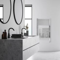 Ecostrad Cube Bluetooth Electric Towel Rail - Chrome 400w (500 X 800mm) -Gr8fires cube bluetooth chrome 500x800 lifestyle 1 1
