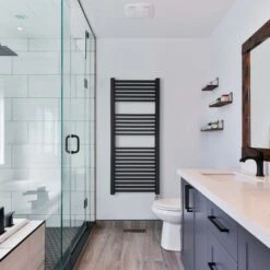 Ecostrad Cube Thermostatic Electric Towel Rail - Anthracite 17 Ecostrad Cube Thermostatic Electric Towel Rail - Anthracite -Gr8fires cube thermostatic anthracite 500x1200 lifestyle 1 2