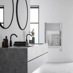 Ecostrad Cube Thermostatic Towel Rail - Chrome 400w (500 X 800mm) -Gr8fires cube thermostatic chrome 500x800 lifestyle 1 1