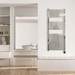Ecostrad Cube IQ WiFi Electric Towel Rails - Chrome -Gr8fires cube wifi chrome 500x1200 lifestyle 1 1