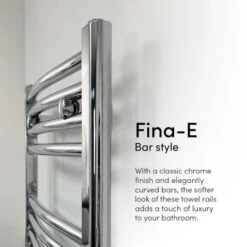Ecostrad Fina-E Thermostatic Electric Towel Rail - Curved Chrome 300w (500 X 1100mm) 9 Ecostrad Fina-E Thermostatic Electric Towel Rail - Curved Chrome 300w (500 X 1100mm) -Gr8fires curved 1 1