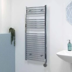 Ecostrad Fina-E IQ WiFi Electric Towel Rail - Curved Chrome 300w (500 X 1100mm) -Gr8fires curved chrome iq 2