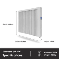 Ecostrad Ecowärme Electric Radiator - White 1000w -Gr8fires ew10 dimensions