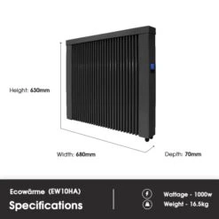 Ecostrad Ecowärme Electric Radiator - Anthracite 1000w 11 Ecostrad Ecowärme Electric Radiator - Anthracite 1000w -Gr8fires ew10ha dimensions