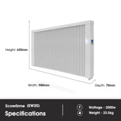 Ecostrad Ecowärme Electric Radiator - White 2000w 14 Ecostrad Ecowärme Electric Radiator - White 2000w -Gr8fires ew20 dimensions