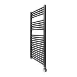 Ecostrad Fina-E Thermostatic Electric Towel Rails - Black -Gr8fires fina e thermostatic 500x1100mm black 300w cutout side 1