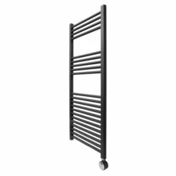 Ecostrad Fina-E Thermostatic Electric Towel Rails - Black -Gr8fires fina e thermostatic 500x1200 black 400w side 1