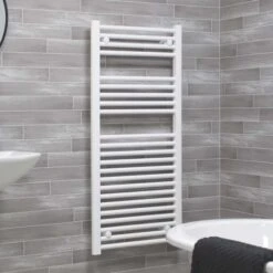 Ecostrad Fina-E Electric Towel Rail - White 300w (500 X 1100mm) -Gr8fires fina white 500x1100 basic angle