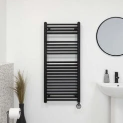 Ecostrad Fina-E Thermostatic Electric Towel Rails - Black