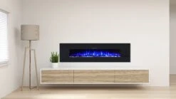 Ezee Glow Grand Zara 60" Black Wall Mounted Or Recessed / Built In Electric Fire(Ezee Glow Grand Zara Black Wall Mounted Or Recessed Built In Electric Fire) -Gr8fires grand zara blue edited 1