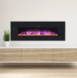Ezee Glow Grand Zara 60" Black Wall Mounted Or Recessed / Built In Electric Fire(Ezee Glow Grand Zara Black Wall Mounted Or Recessed Built In Electric Fire) -Gr8fires grand zara close up
