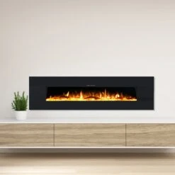 Ezee Glow Grand Zara 60" Black Wall Mounted Or Recessed / Built In Electric Fire(Ezee Glow Grand Zara Black Wall Mounted Or Recessed Built In Electric Fire) -Gr8fires grand zara orange flame square