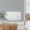 Moda Onyx Smart Electric Heater - White Glass 2000w -Gr8fires moda onyx white lifestyle 1 square with screen