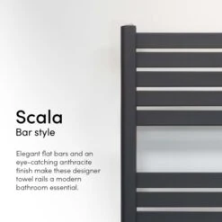 Ecostrad Scala Thermostatic Electric Towel Rail - Anthracite 600w (500 X 1200mm) -Gr8fires scala anthracite bar style 3