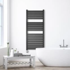 Ecostrad Scala Thermostatic Electric Towel Rail - Anthracite 600w (500 X 1200mm) -Gr8fires scala bluetooth anthracite 500x1200 lifestyle 1