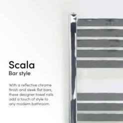 Ecostrad Scala Bluetooth Electric Towel Rail - Chrome 600w (500 X 1200mm) -Gr8fires scala chrome bar style 3