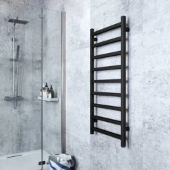 Terma Simple ONE Designer Electric Towel Rail - Black 400w (500 X 1080mm) -Gr8fires simple one 1080x500 heban black lifestyle 2