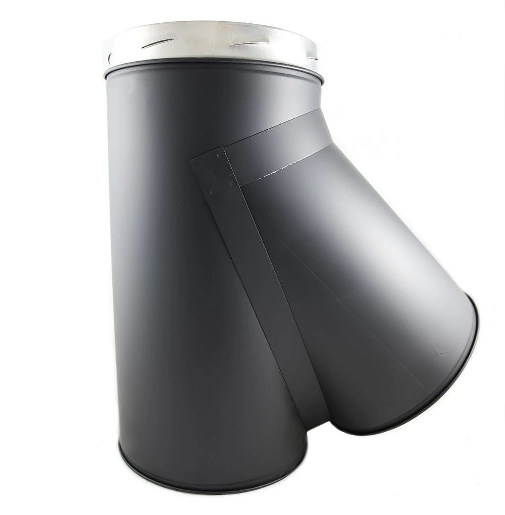 5 Inch (125mm) Black Twin Wall 45 Degree Tee (with Plug) Inc Locking Band(5 Inch Black Twin Wall 45 Degree Tee With Plug) 3 5 Inch (125mm) Black Twin Wall 45 Degree Tee (with Plug) Inc Locking Band(5 Inch Black Twin Wall 45 Degree Tee With Plug)