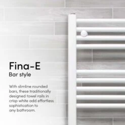 Ecostrad Fina-E Electric Towel Rail - White 300w (500 X 1100mm) -Gr8fires white 2 3