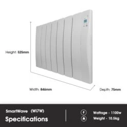 Haverland Wi7 SmartWave Self-Programming Electric Radiator - 1100W -Gr8fires wiw7 dimensions