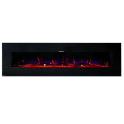 Ezee Glow XL Zara 72"Black Wall Mounted Or Recessed / Built In Electric Fire(Ezee Glow Zara Xl Black Wall Mounted Or Recessed Built In Electric Fire) -Gr8fires zara xl logsesize
