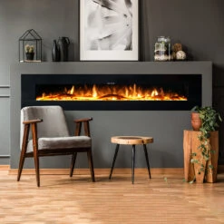 Ezee Glow XL Zara 72"Black Wall Mounted Or Recessed / Built In Electric Fire(Ezee Glow Zara Xl Black Wall Mounted Or Recessed Built In Electric Fire)